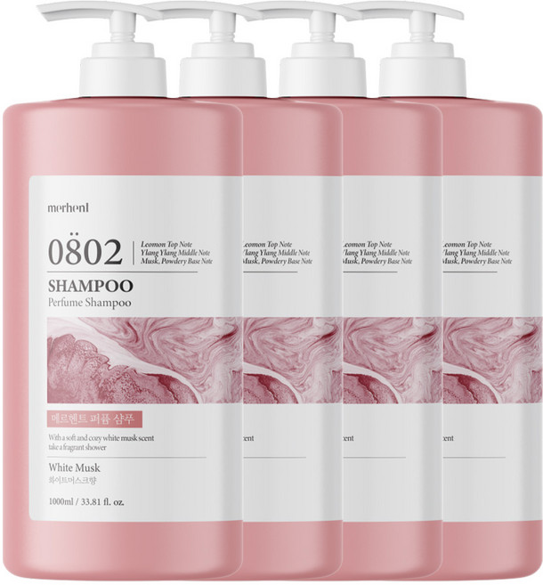 메르헨트 대용량 퍼퓸 샴푸 화이트머스크향, 4개, 1L
