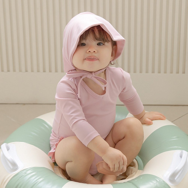 메르베 신생아 수영복 6개월 백일 돌 아기 수영복세트 모자포함 베이비 래쉬가드 유아 스윔웨어