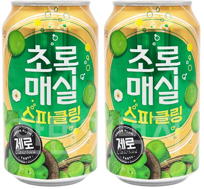 초록매실 스파클링 제로 캔, 350ml, 2개