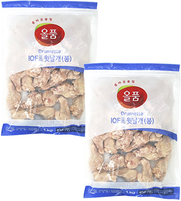 올품 IQF 윗날개 닭봉 1kg 2봉, 2개