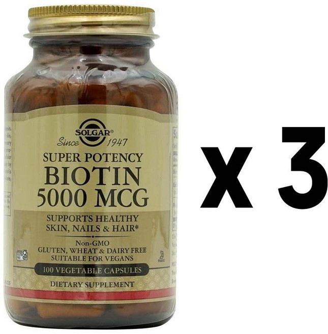 Solgar 솔가 슈퍼 포텐시 비오틴 5000mcg 베지캡슐 100정 3개