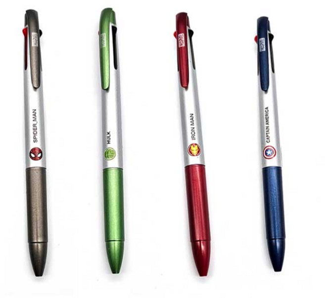 마블 퀵드라이 3색 볼펜 아이언맨 스파이더맨 캡틴아메리카 헐크, 1개