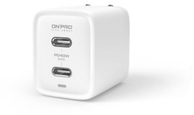 ONPRO 40W 氮化鎵雙孔快充頭 豆腐頭, 1個, 白色40W (UC-QB40)