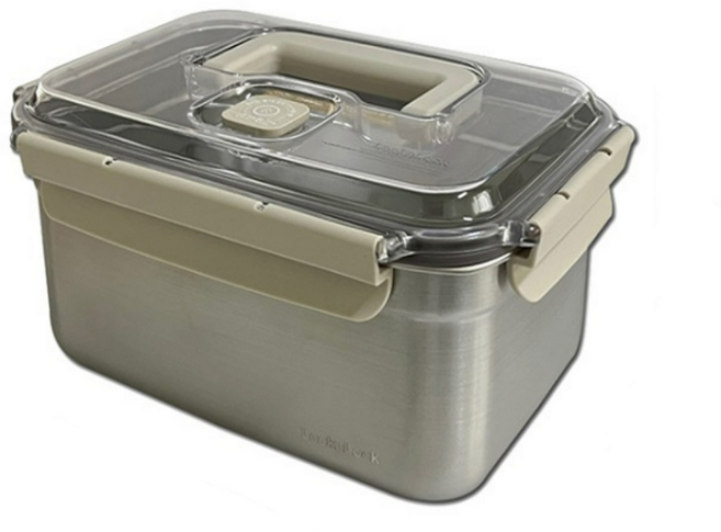 국산 스텐 김치통 직사각 3.8L 1포기반용량 에어밸브 투명뚜껑 김치냉장고용 쌀통 장아찌용, 1개