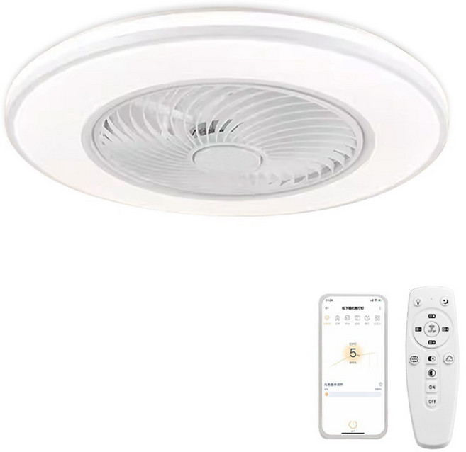 聚美照明 智能吸頂風扇燈 50cm 72W 無極調光APP控制 3000-6500k, 1個