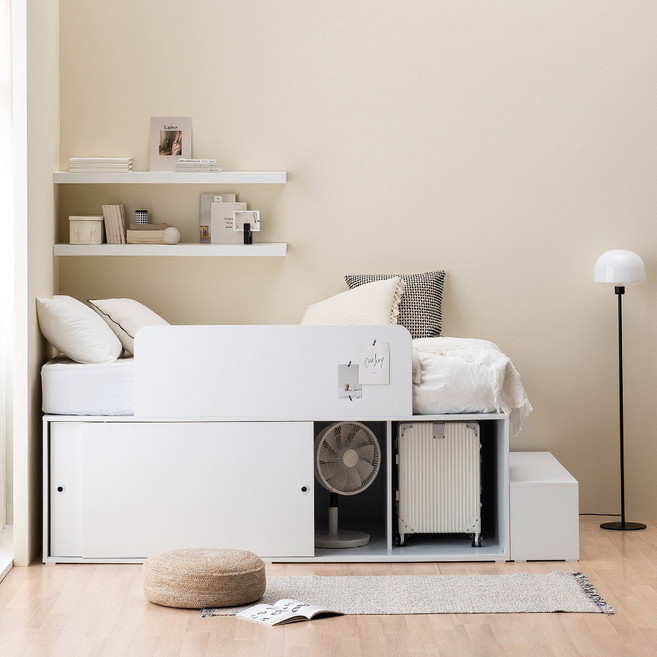 포더홈 스페이서 슬라이딩 벙커침대 수납침대 LED침대 SS (440/640), 라이트그레이, 4.일반형(높이 640) 무헤드+본넬 매트리스