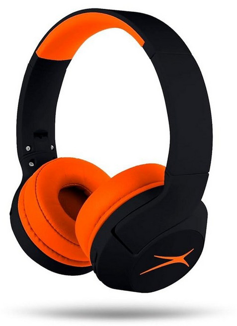 Altec Lansing Kid Safe 노이즈 캔슬링 무선 헤드폰 15H 배터리 85dB 볼륨 제한 접이식 디자인 강력한 사운드 액티브 노이즈 캔슬링 만 7세 이상, 블랙/오렌지, 1개, Black/Orange