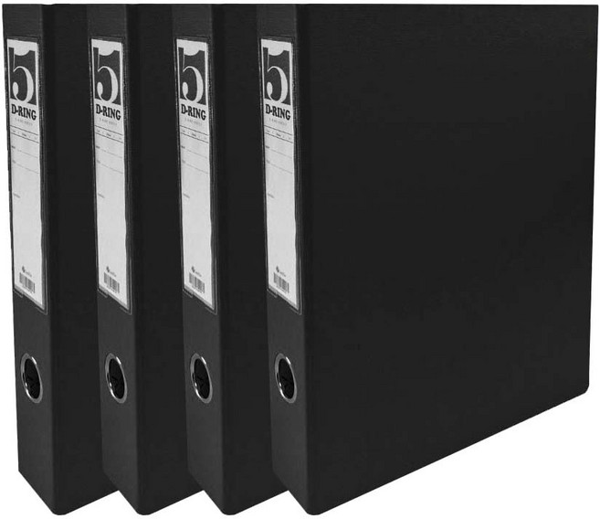 인터탑 플랜 고급형 합지 3공 D링 5cm A4 300매 수용, 검정색(4개), 1세트