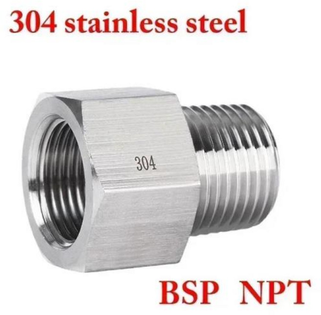 M12 암-수 M10 12 1/8 인치1/4인치 3/8 인치BSP NPT 수 육각 감속기 부싱 304 스테인레스 어댑터 압력 게이, 03 1l8 BSPT Male