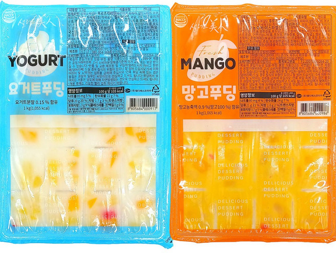 판푸딩 총 2kg(요거트 푸딩 1kg+망고 푸딩 1kg), 1개