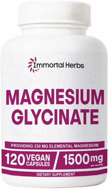 Immortal Herbs 마그네슘 글리시네이트 1500mg 고흡수율 120캡슐 남녀 공용 킬레이트 마그네슘 보충제 비유전자변형(Non-GMO) 및 글루텐 프리, 1개, 120회분