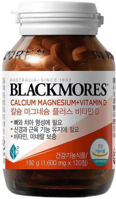 블랙모어스 칼슘 마그네슘 플러스 비타민 D, 120정, 192g, 1개