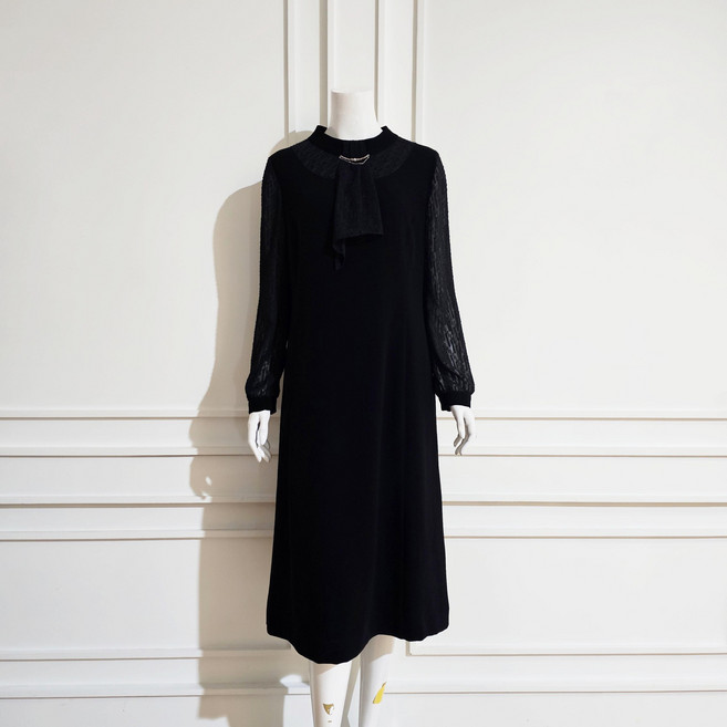 포라리 고급 밀파 소재 리본 원피스 LA11011