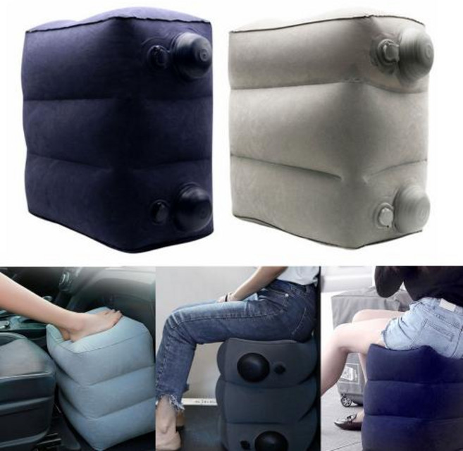 차량용 뒷자석 발받침 자동쿠션 펌프 에어쿠션 발쿠션, 네이비, 1개