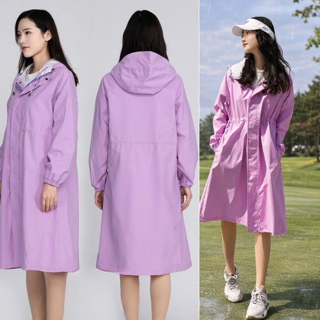 이지필드 여성 프리미엄 골프우비 레인코트 바람막이 방수비옷, 1개, 라이트퍼플