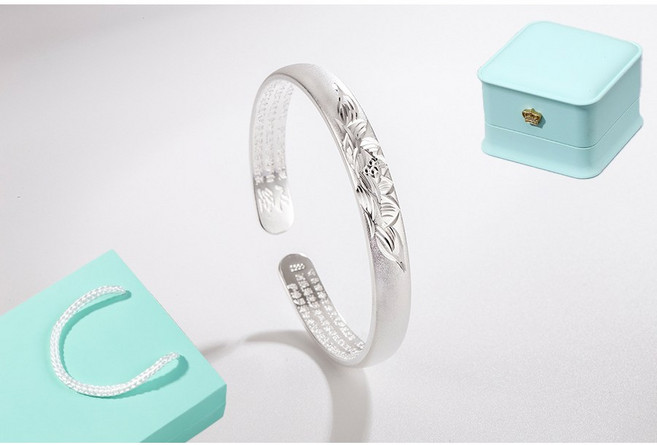 르떼르넬 JSWB017 Silver 연꽃 반야심경 각인 불교 절 여자 실버 뱅글 팔찌 은팔찌