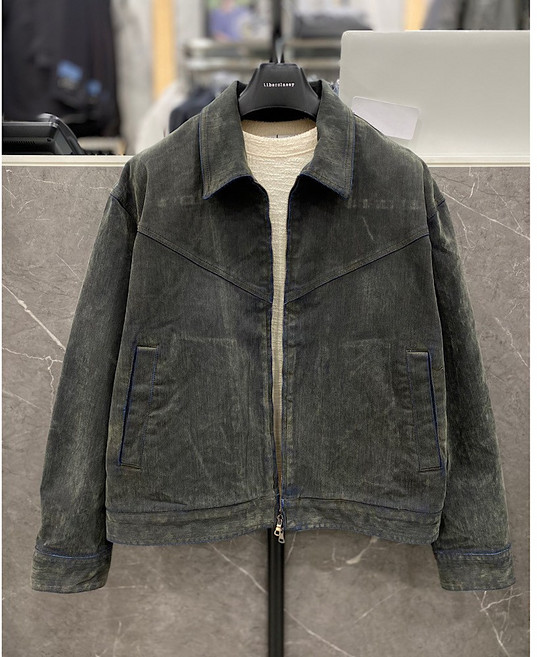 리버클래시 26S/S 카키 벨벳 데님 오버핏 집업 자켓(LMS32771)_DG