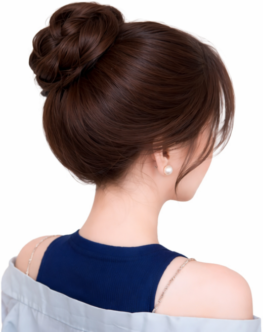 피에스컴퍼니 풍성한 똥머리 가발 집게핀 부분가발, 1개, 다크 브라운