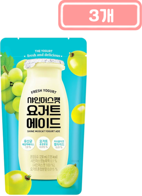 대호 샤인머스캣 요거트 에이드 파우치 음료, 3개, 230ml