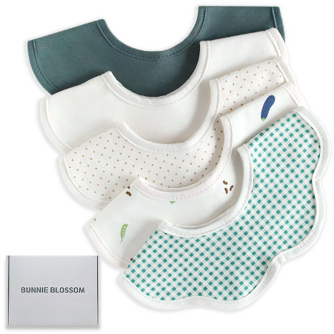 바니블라썸 아기 턱받이 어린이집 준비물 출산 선물세트 롤링 침받이 baby bib