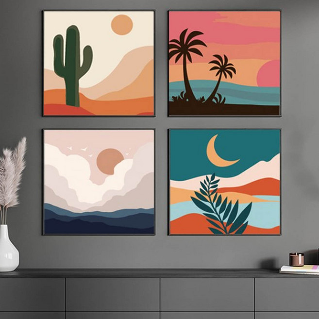 명화 유화그리기세트 인테리어 그림 밑그림캔버스 + 붓2개 + 고리 + 물감 + 그림원본, 1개, 구름해