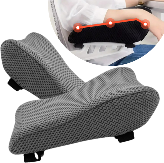 inssa365 쿨 메쉬소재 메모리폼 의자 팔걸이 쿠션, 그레이