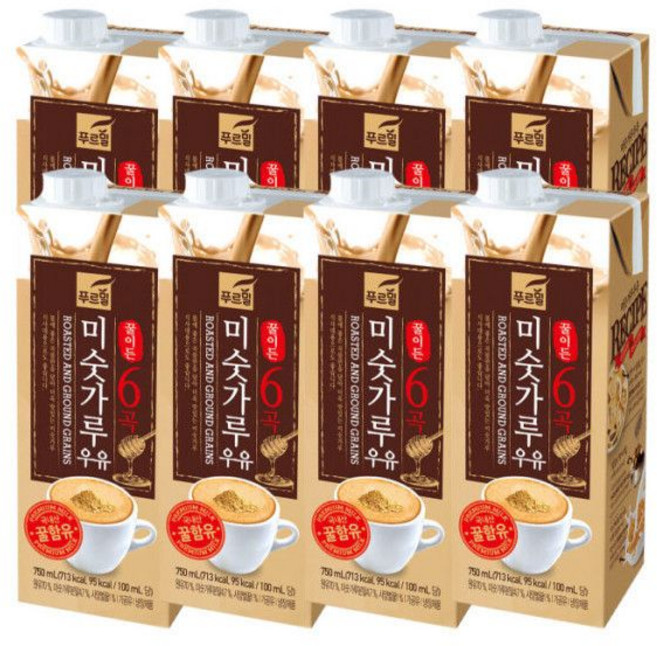 푸르밀 6곡 꿀이 든 미숫가루 우유 750ml x 8팩