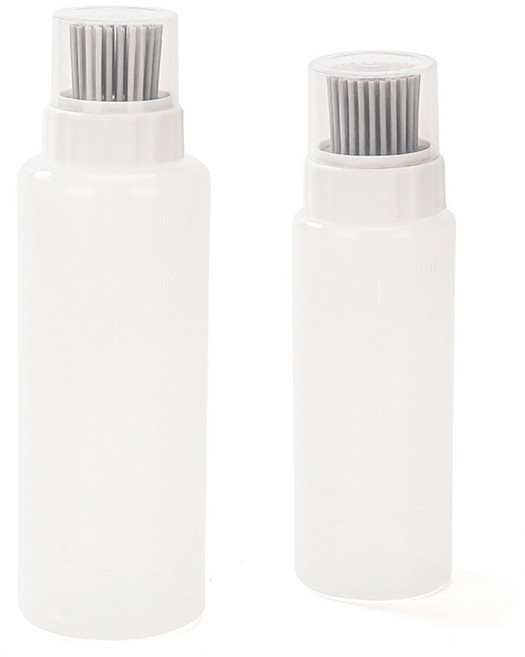 주방 식품급 실리콘 양념병 세트 다용도 액체 오일병 바베큐 오일 브러시, 회색, 175ml+350ml