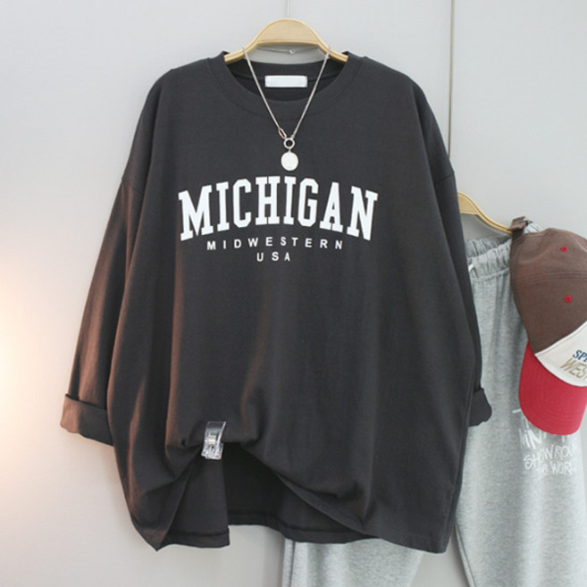 달콩 여성 빅사이즈 봄신상 웨스턴레터링박스긴팔티