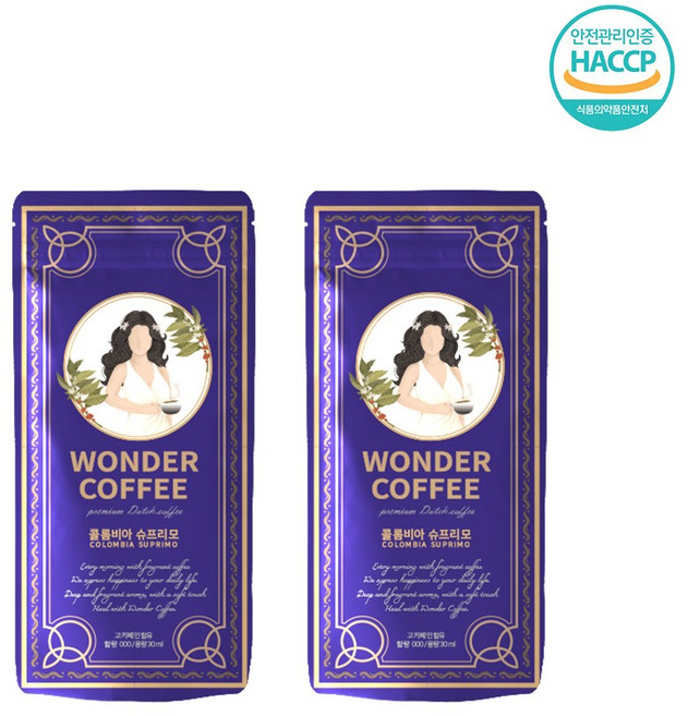 신선한 원더 더치커피 파우치 콜롬비아 슈프리모, 2개, 1개입, 30ml