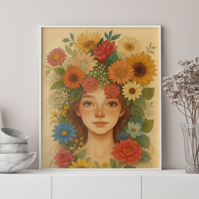 감성 힐링 일러스트 인테리어 꽃 피는 순간을 담다 꽃마음 시리즈 10종, 01.Flower crown