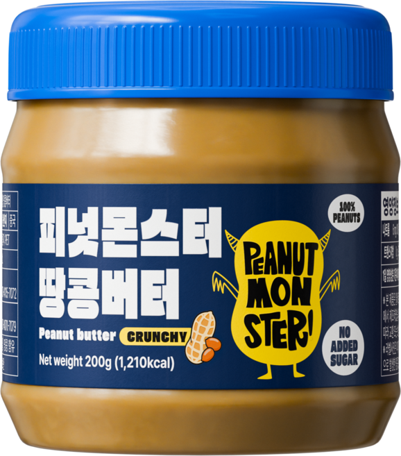 [압도적 고소함] 피넛몬스터 무첨가 무가당 100% 땅콩버터 크런치, 1개, 200g