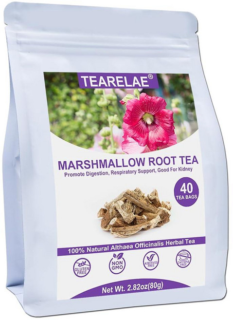 TEARELAE - 레몬 진저 티백 70개 - 생강 뿌리 레몬 레몬그라스가 함유된 천연 및 순수 허브 티 - GMO 프리 - 카페인 프리 - 건강한 소화 지원, 40 Count (Pack of 1), Marshmallow Root Tea