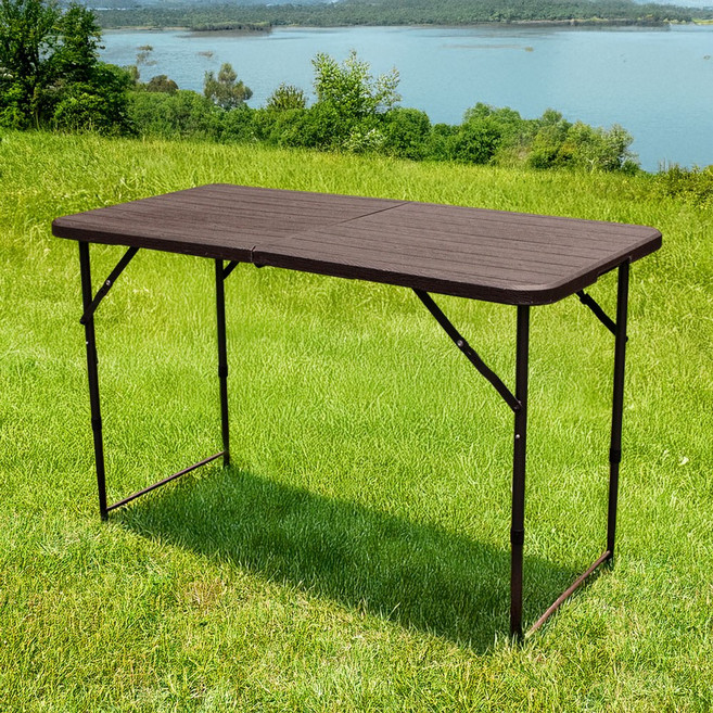 아웃라이프 1200 2단 테이블 간이 커피숍 휴대용 인테리어 브로몰딩 야외 접이식, 브라운