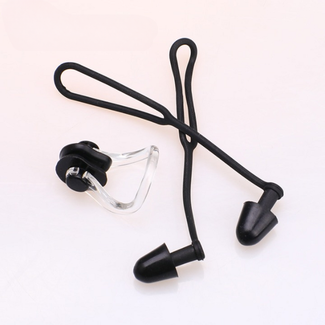 천끝 실리콘 귀마개 코마개 세트 연결형 소음방지, 1개, 귀마개-코마개(블랙)