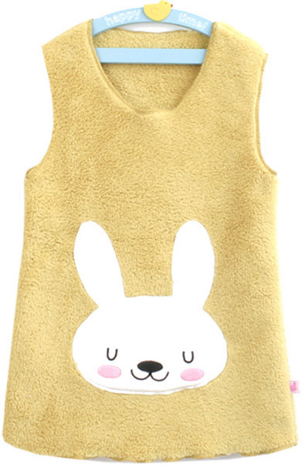 삐까부 겨울 아동 극세사 수면조끼 토끼 롱 수면조끼