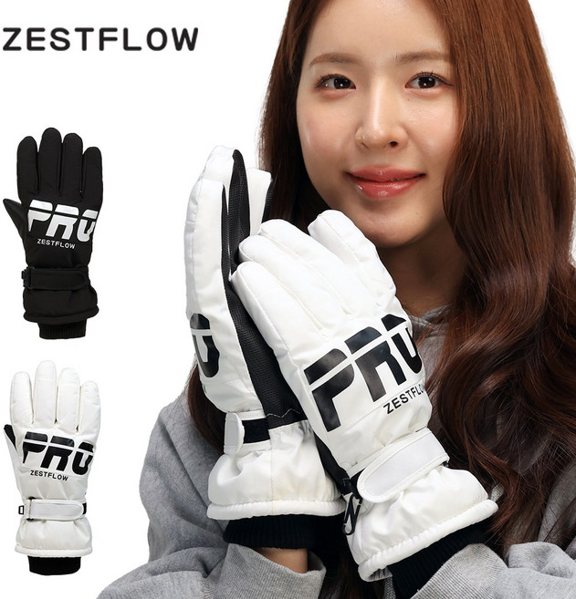 제스트플로우 스키 스노우보드 장갑, 화이트, 1개