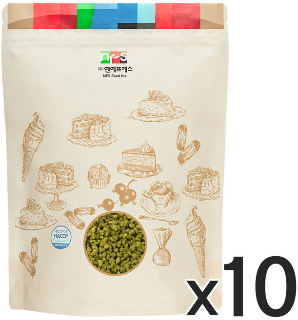 [홈베이킹레시피] NFS 녹차 쿠키 크런치 녹차크런키 분태, 1kg, 10개