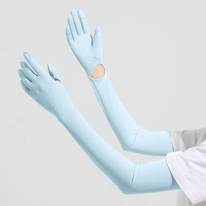 UV 차단 오픈형 쿨토시 손가락 손목 오픈 여성용 냉감 팔토시 운전용, 1개, 스카이 블루