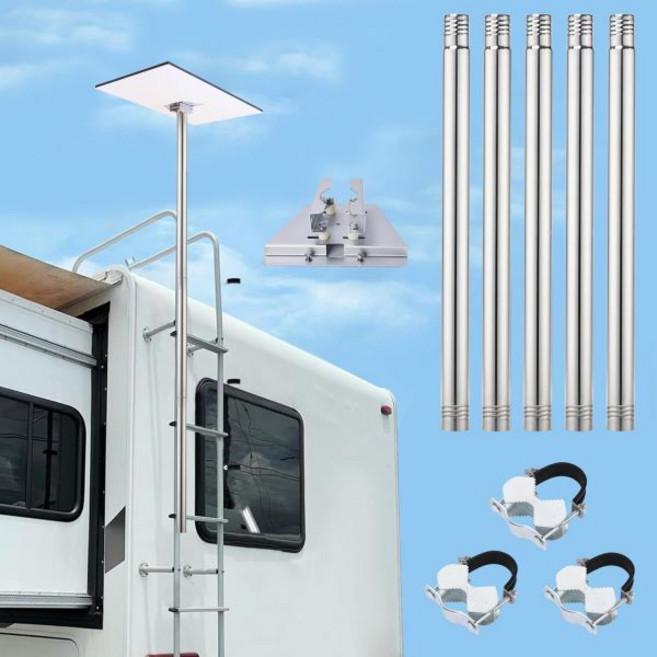 스타링크 제3세대 깃대 마운트 RV 사다리용 미니 폴 키트 브래킷 29 피트 파이프 어댑터 포함