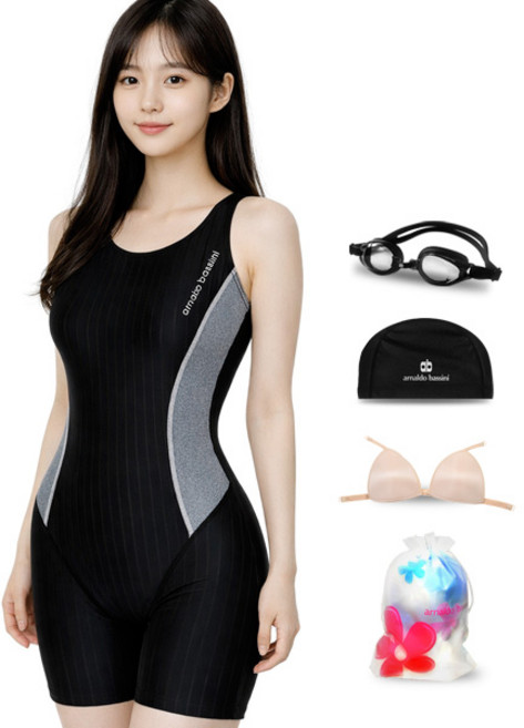 아날도바시니 여자 실내 수영복 3부 반신 아쿠아로빅 실내수영장 여성 ASWU7542 세트