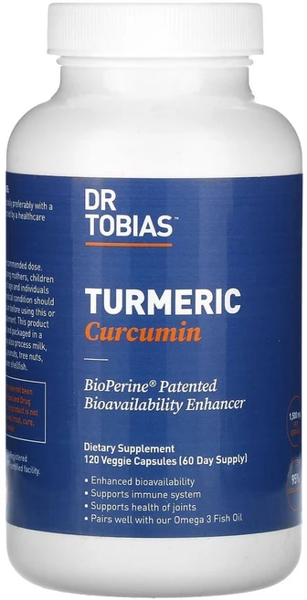 닥터토비아스 강황 커큐민 750mg 바이오페린함유 120정 베지캡슐, 1개 - 쿠팡
