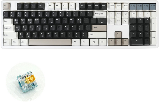 큐센 Q104 가스켓 방식 풀윤활 유무선 블루투스 기계식 게이밍 키보드, 저소음 바다소금축, 크림치즈