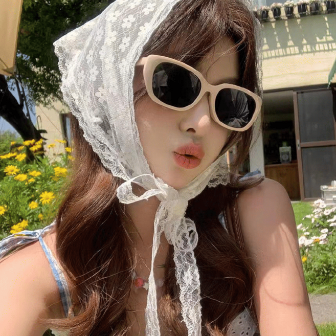 레이스두건 여성 망사 두건 헤어 삼각 스카프 여성 여름 예쁜 패션 레이스 꽃무늬