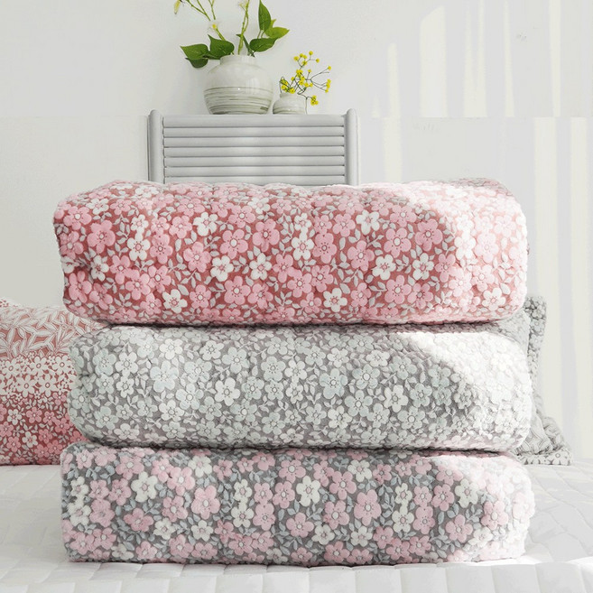 프리미엄 착번 극세사 겨울 침대패드 100% 국내생산 국내산원단, 핑크그레이