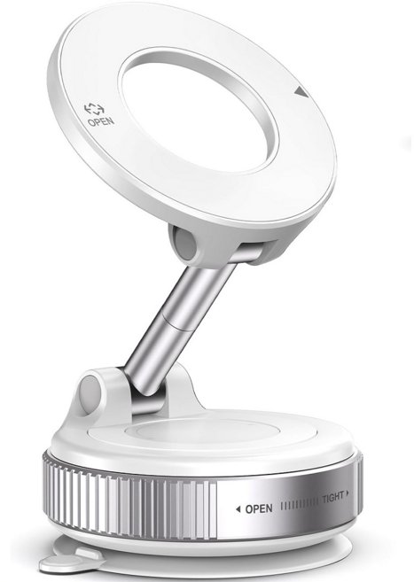 차량 휴대폰거치대 360도 회전 진공 강력 자석 거치대 세이프 차량 거치대 흡착식, 화이트, 1개