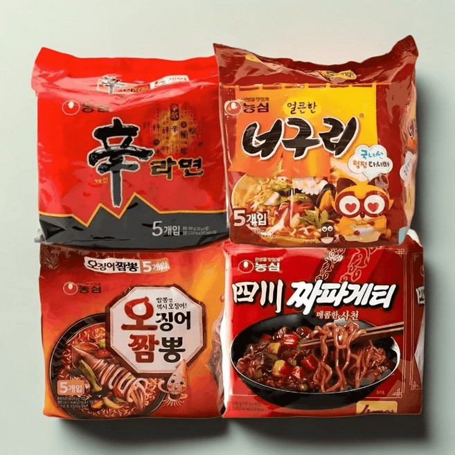 농심라면 4종세트 신라면 5개 너구리 5개 오징어짬뽕 5개 사천짜파게티 4개 총19개, 19개