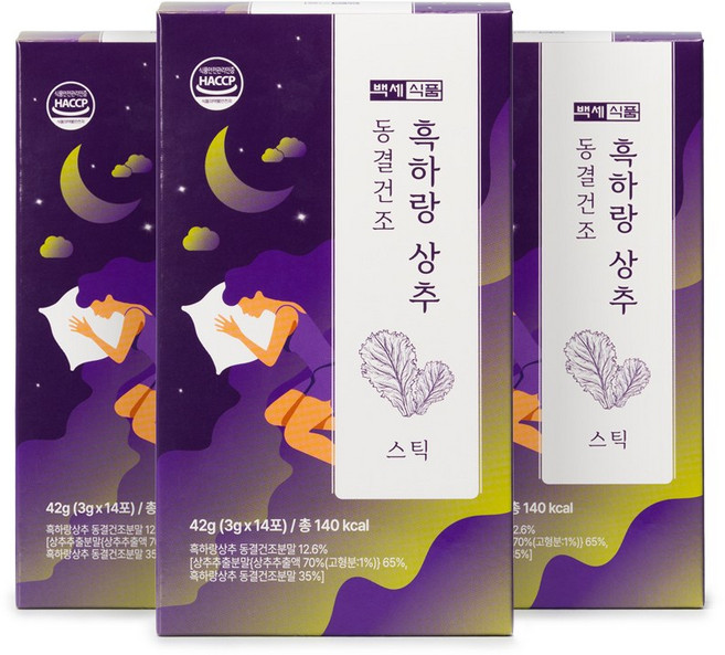 백세식품 동결건조 흑하랑 상추 스틱 3g x 14포, 3박스, 14회분