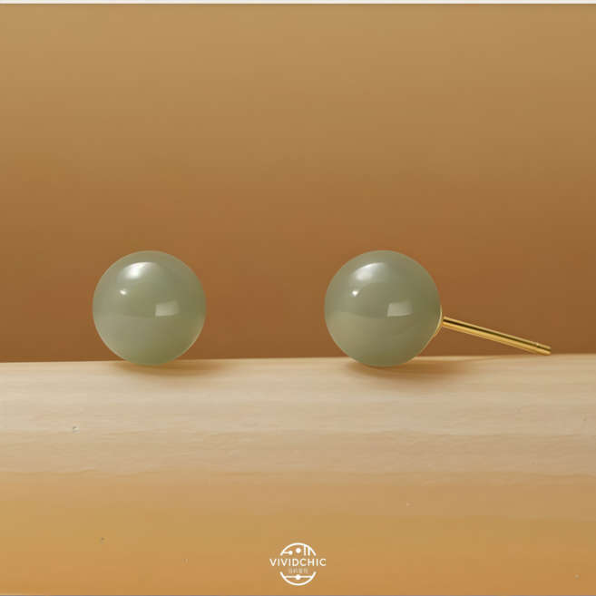 비비드칙 천연 옥 데일리 999은침 귀걸이