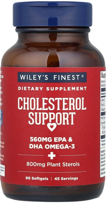 Wiley's Finest 콜레스테롤 수치 지원 소프트젤 90정 Finest (윌리스 파이니스트), Wiley's Finest, 콜레스테롤 지원, 소프트젤, 1개 - 쿠팡